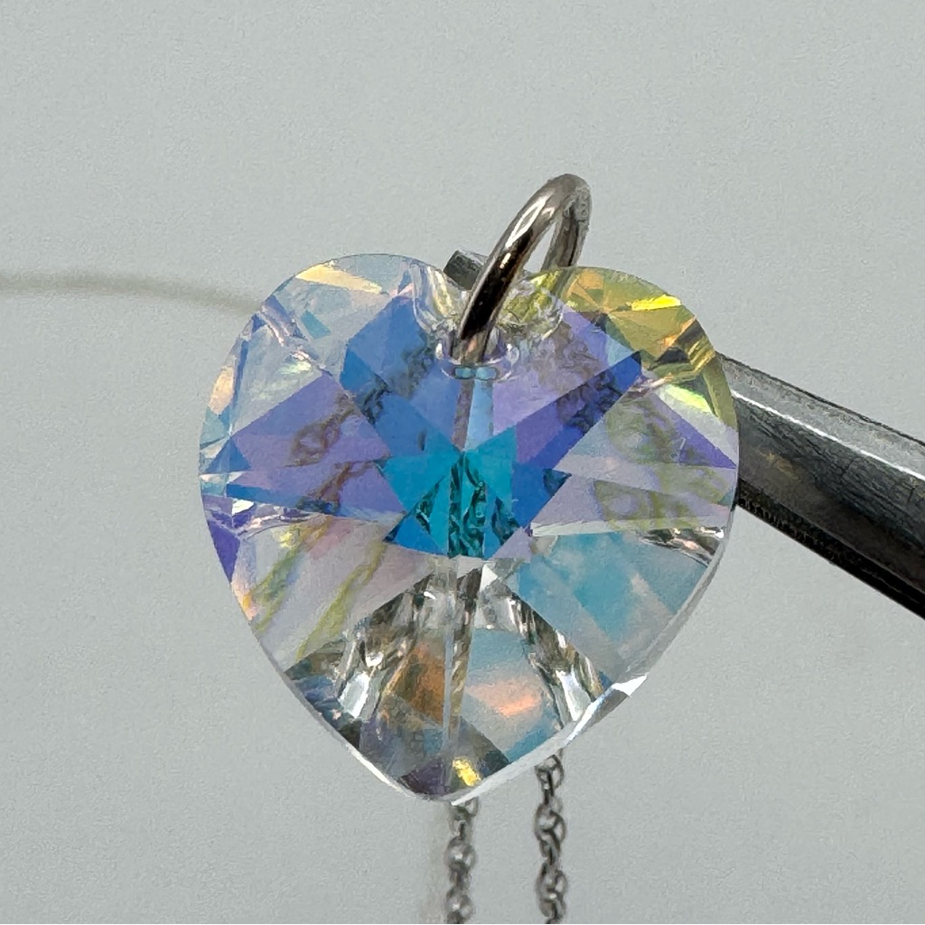Sterling Silver Swarovski Crystal Heart Pendant Necklace 18 Spring Clasp 135$